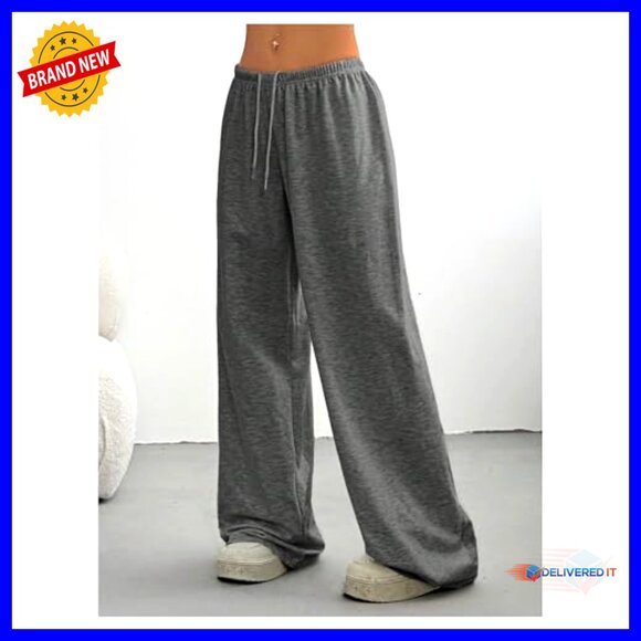 Baggy Sweatpants Drawstring Waist Wide Leg Loose Fit Casual Active Pants - Picture 3 of 5